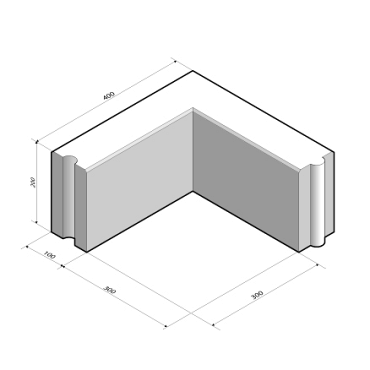 Opsluitband 10x20 hoekstuk 90'