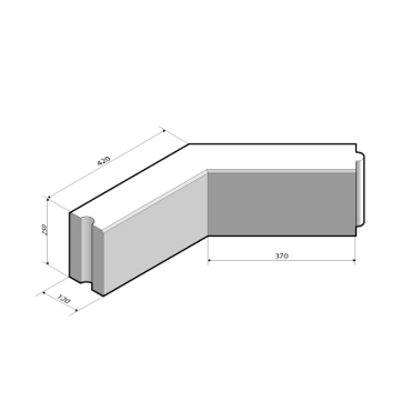Opsluitband 12x25 hoekstuk 135'