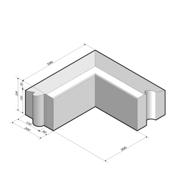 Rijwielpadband 5/20x20 hoekstuk 90' uitw