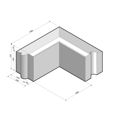 Rijwielpadband 5/20x25 hoekstuk 90' uitw