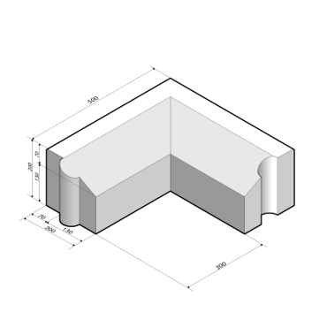 Rijwielpadband 7/20x20 hoekstuk 90' inw