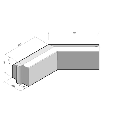 Rijwielpadband 7/20x20 hoekstuk 135' uitw