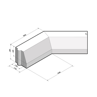 Trottoirband 13/15x20 hoekstuk 135' inw