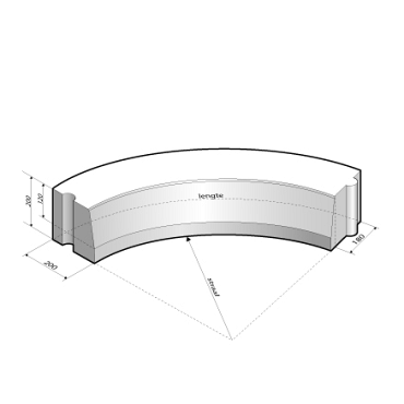 Trottoirband 18/20x20 bocht R=1 inw