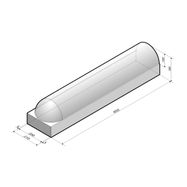 Schampband 21x18x95 1-zijdig rond met voet
