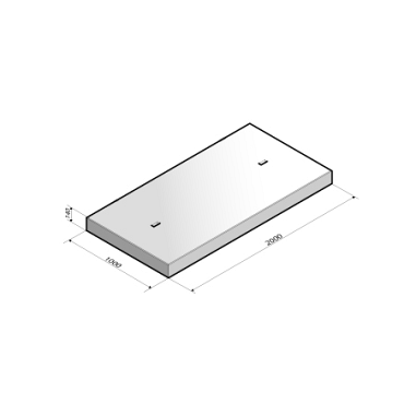 Industrieplaat 200x100x14 cm zonder hoekrand dubbel gewapend aslast 18 ton