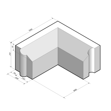 Rijwielpadband 7/20x25 hoekstuk 90' inw