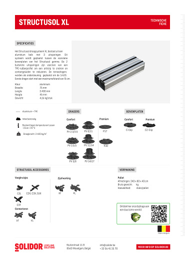 Structusol XL alu profiel ST45 lengte 2,4 m met rubber