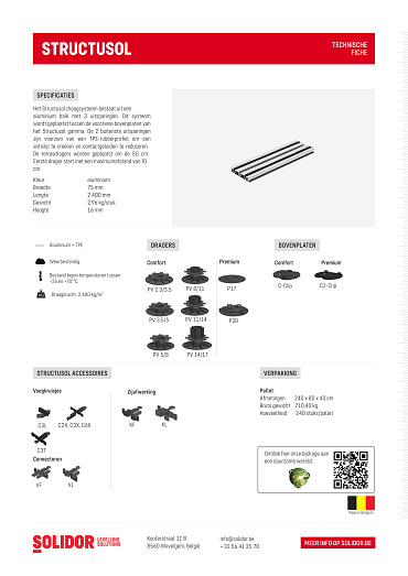 Structusol aluminium profiel ST16 lengte 2,4 m met rubber profiel