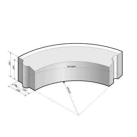 Rijwielpadband 5/20x25 bocht R=1 inw