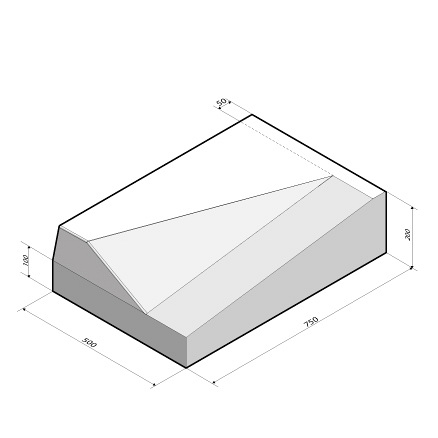 Inritblok 75x20x50 links t.b.v. Trottoirband 13/15