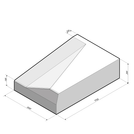 Inritblok 75x20x50 rechts t.b.v. Trottoirband 13/15