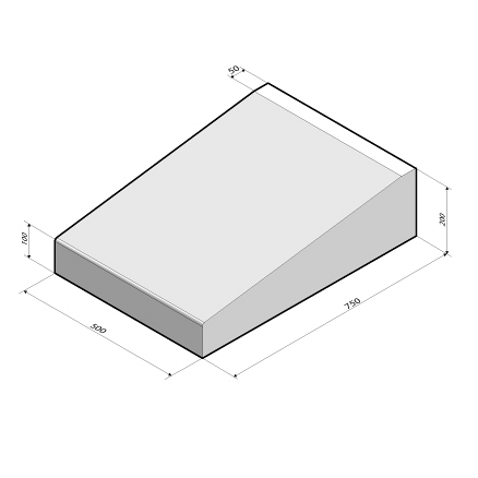 Inritblok 75x20x50 tussenstuk t.b.v. Trottoirband 13/15