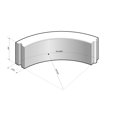 Opsluitband 12x25 bocht R=8