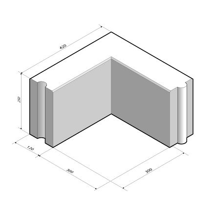 Opsluitband 12x25 hoekstuk 90'