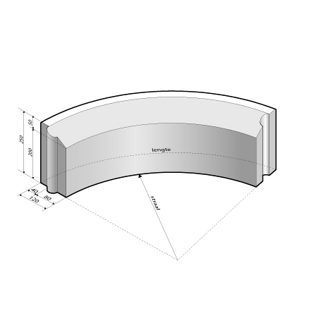 Rijwielpadband 4/12x25 bocht R=8 inw