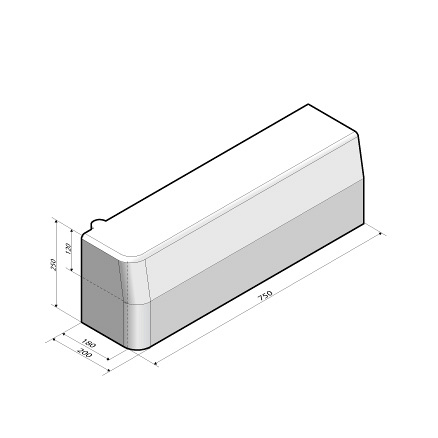 Inritperronband TB 18/20x25 lengte 80 cm links
