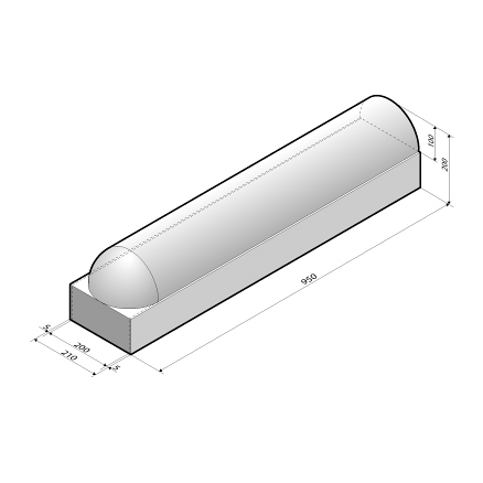 Schampband 21x20x95 1-zijdig rond met voet
