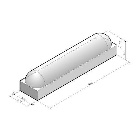 Schampband 21x20x95 2-zijdig rond met voet