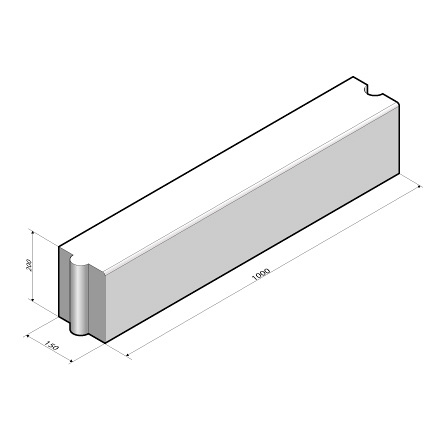 Afdekband 15x20x100 t.b.v. Trottoirband 13/15x25