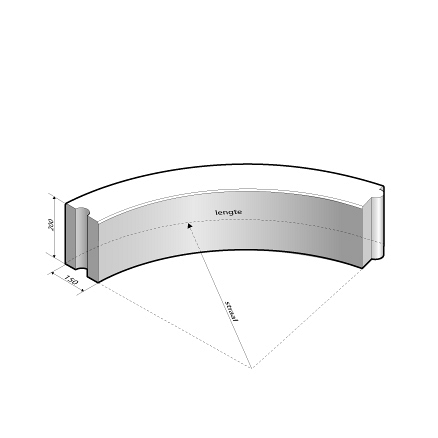 Opsluitband 15x20 bocht R=15