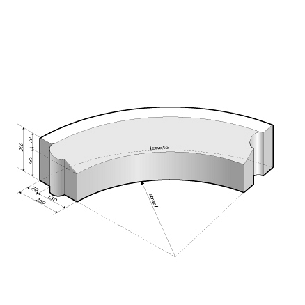 Rijwielpadband 7/20x20 bocht R=3 inw