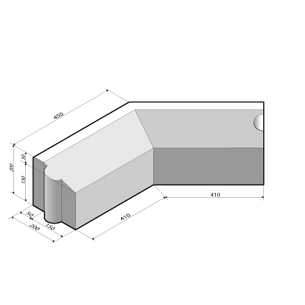 Rijwielpadband 5/20x20 hoekstuk 135' inw