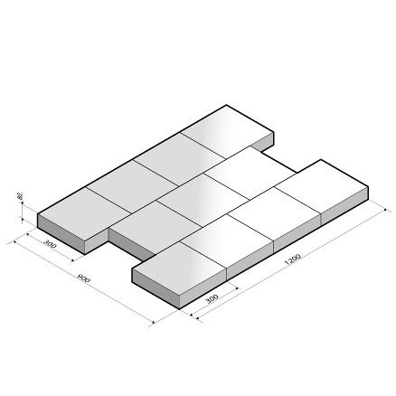 Tegel 30x30x8 cm machinaal
