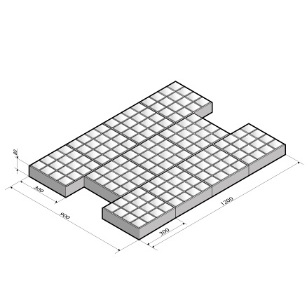 Vakkentegel 30x30x8 cm machinaal