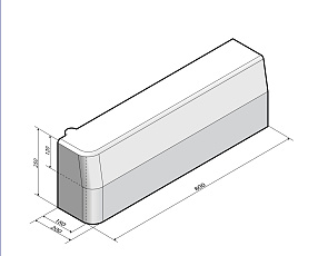 Inritperronband TB 18/20x25 lengte 80 cm links