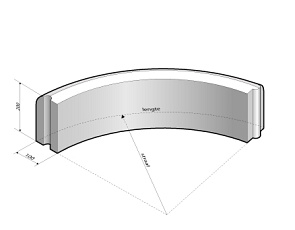 Gazonband 10x20 bocht R=6 uitw