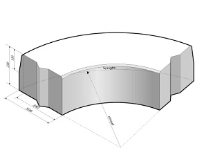 Trottoirband 28/30x23 bocht R=6 uitw
