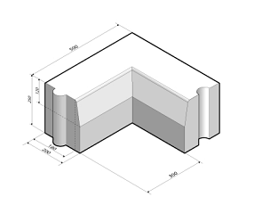 Trottoirband 18/20x25 hoekstuk 90' inw