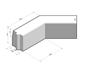Trottoirband 18/20x25 hoekstuk 135' uitw