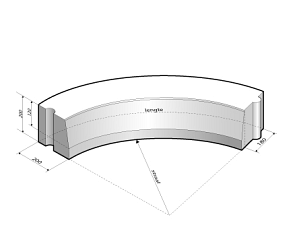 Trottoirband 18/20x20 bocht R=6 inw