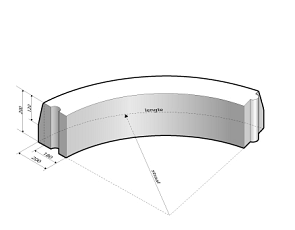 Trottoirband 18/20x20 bocht R=15 uitw