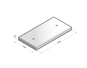 Industrieplaat 200x100x14 cm zonder hoekrand dubbel gewapend aslast 18 ton